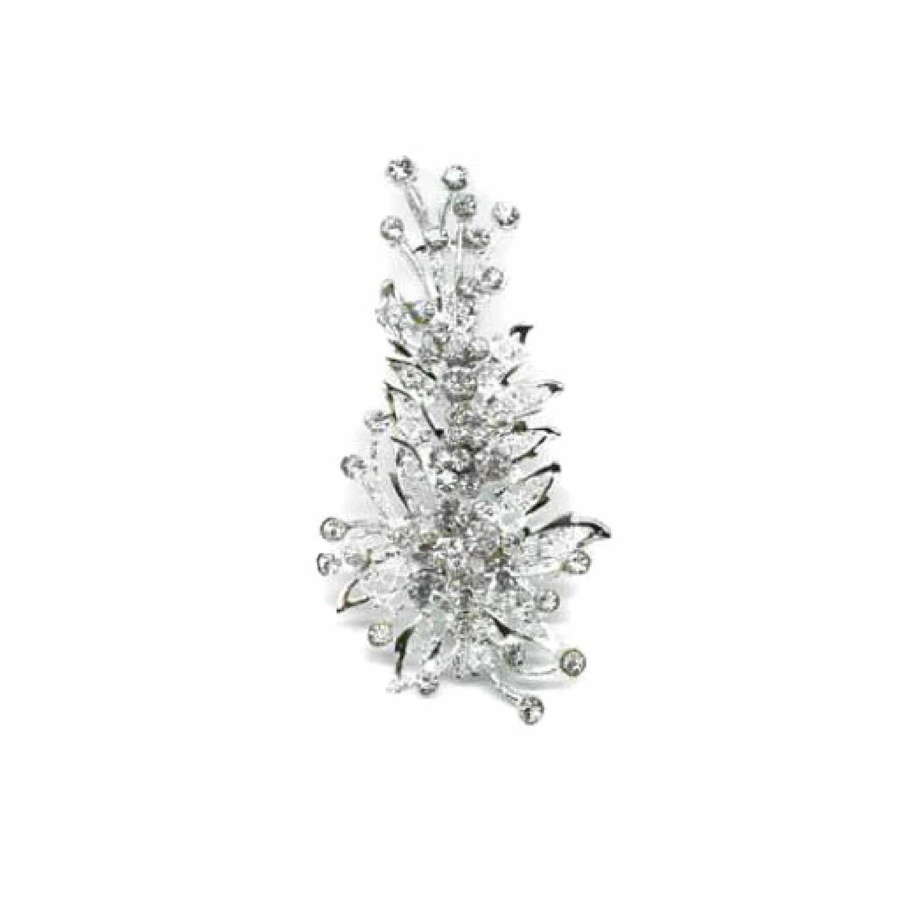 Floral Bouquet Crystal Rhinestone Brooch Pin For Bridal DIY Crafts 4 1/2 Inch X 2 1/2 Inch